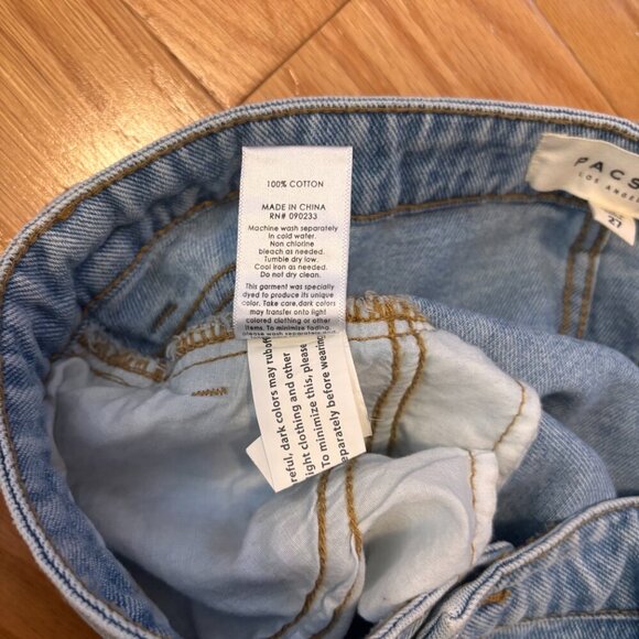 PACSUN Distressed Botton Hem Button-Up Denim Mini Skirt Womens Size 27 - Picture 4 of 5